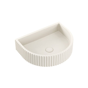 FIENZA VALENTINA FLUTED CONCRETE WALL HUNG BASIN WARM WHITE 465MM