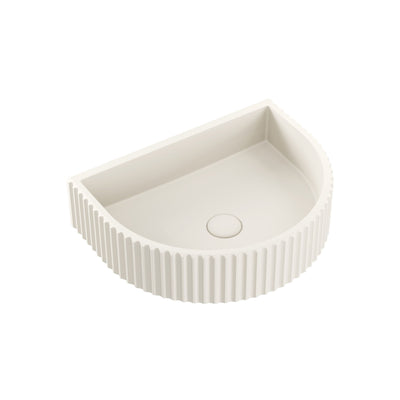 FIENZA VALENTINA FLUTED CONCRETE WALL HUNG BASIN WARM WHITE 465MM