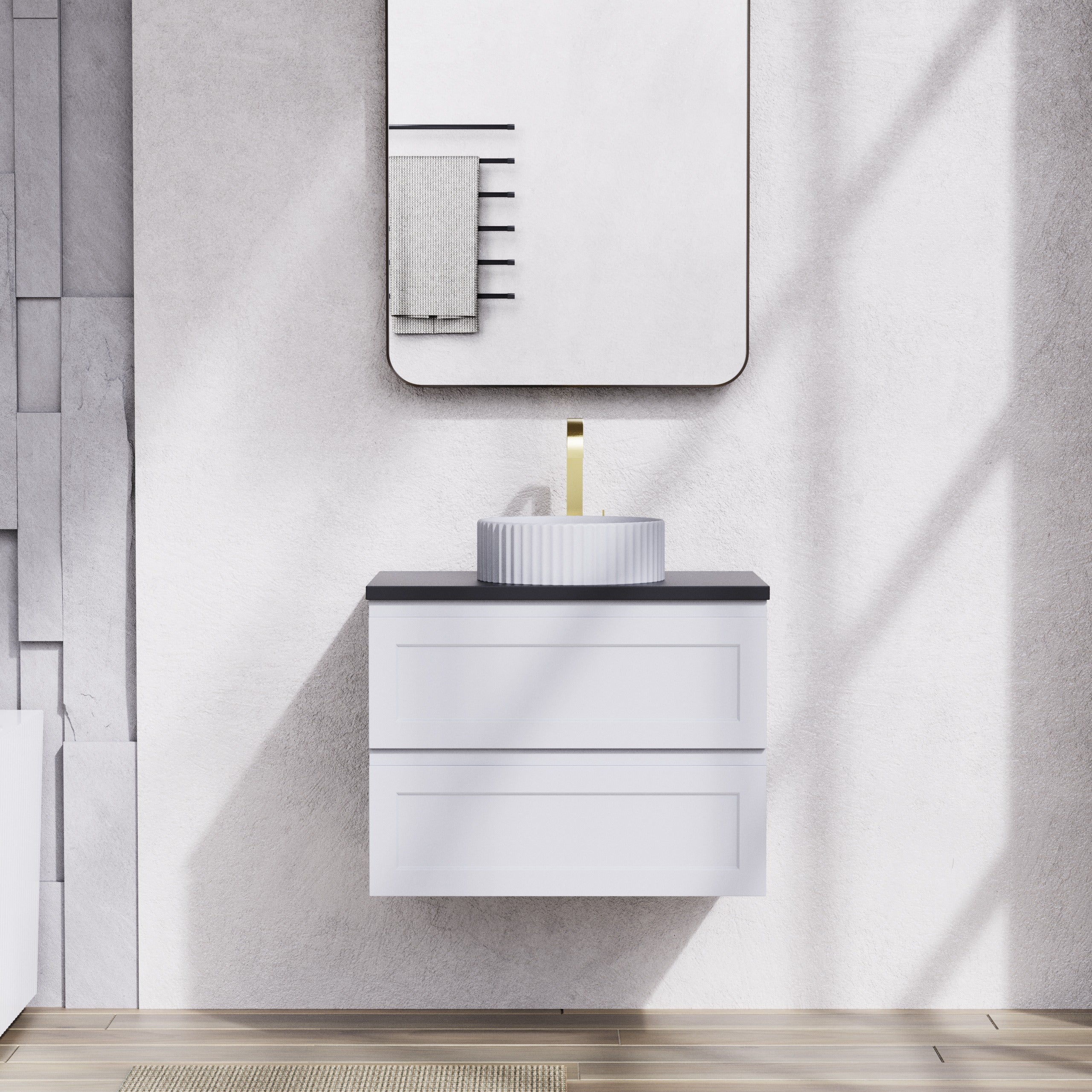 CETO FREMANTLE MATTE WHITE 750MM SINGLE BOWL WALL HUNG VANITY