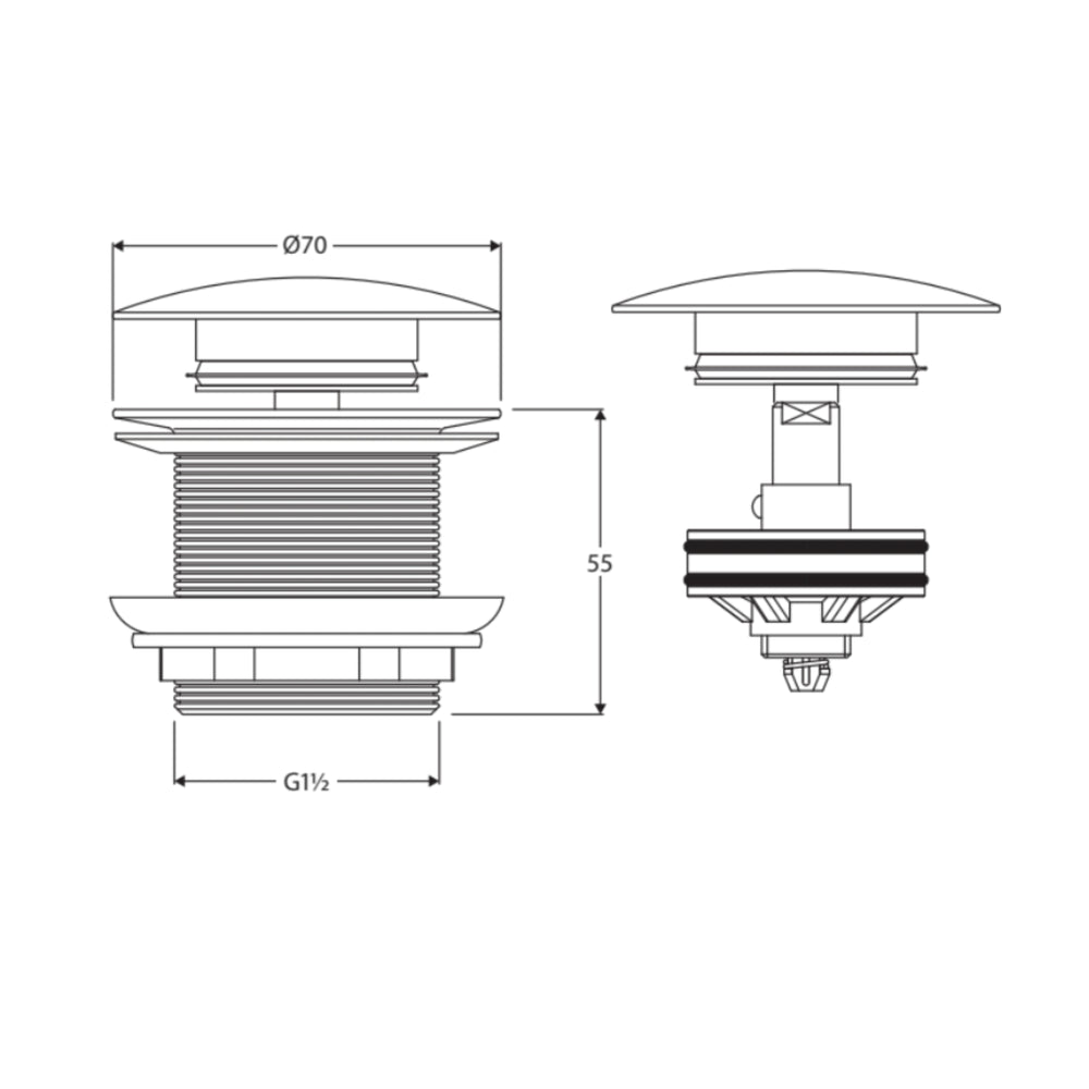 FIENZA UNIVERSAL PULL-OUT/POP-UP NON-OVERFLOW BATHTUB WASTE 40MM WARM GREY