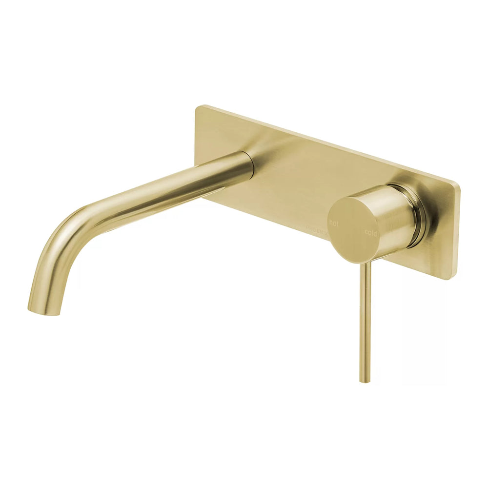 PHOENIX VIVID SLIMLINE SWITCHMIX LEAD FREE WALL BASIN AND BATH MIXER SET 180MM BRUSHED GOLD