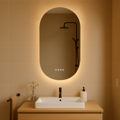 LUNARGLOW NEXUS OVAL 3 COLOUR LIGHTS FRAMELESS LED MIRROR 500X900MM