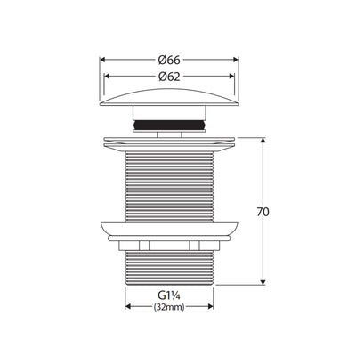 FIENZA POP-UP/POP-DOWN NON-OVERFLOW BASIN WASTE 32MM MATTE LIGHT GREY