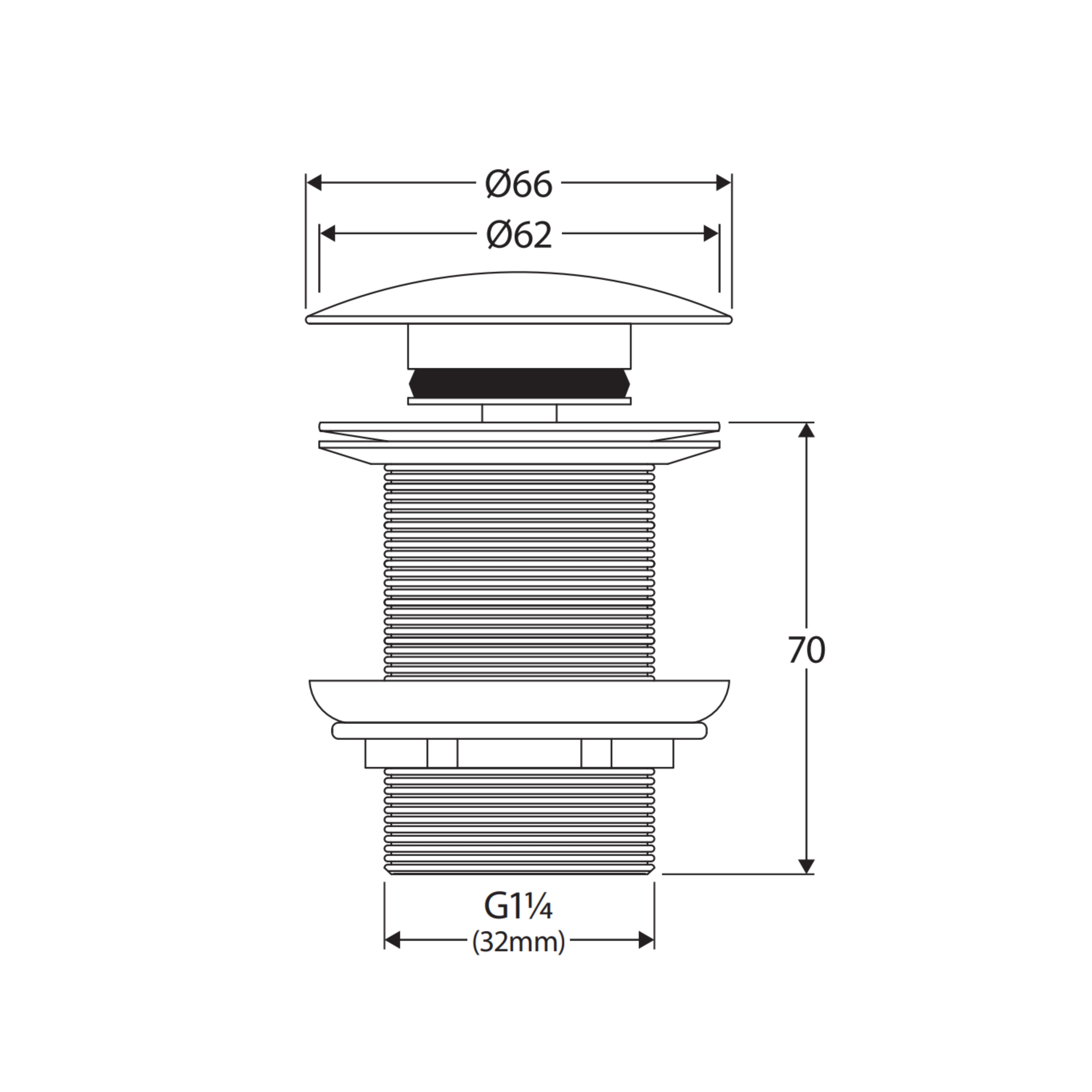 FIENZA POP-UP/POP-DOWN NON-OVERFLOW BASIN WASTE 32MM MATTE LIGHT GREY