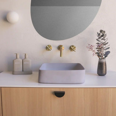 NOOD CO CONSCIOUS RANGE CAST ABOVE COUNTER / WALL HUNG BASIN LILAC 380MM