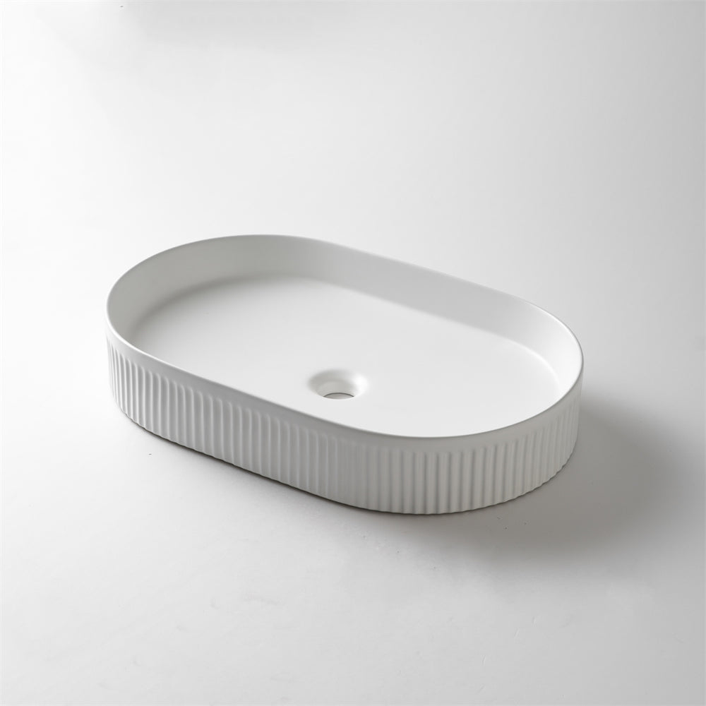 CLAYA PILL FLUTED ABOVE COUNTER BASIN MATTE WHITE 600MM