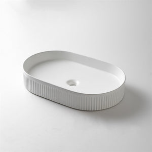 CLAYA PILL FLUTED ABOVE COUNTER BASIN MATTE WHITE 600MM