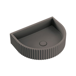 FIENZA VALENTINA FLUTED CONCRETE WALL HUNG BASIN WARM GREY 465MM