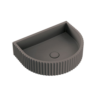 FIENZA VALENTINA FLUTED CONCRETE WALL HUNG BASIN WARM GREY 465MM