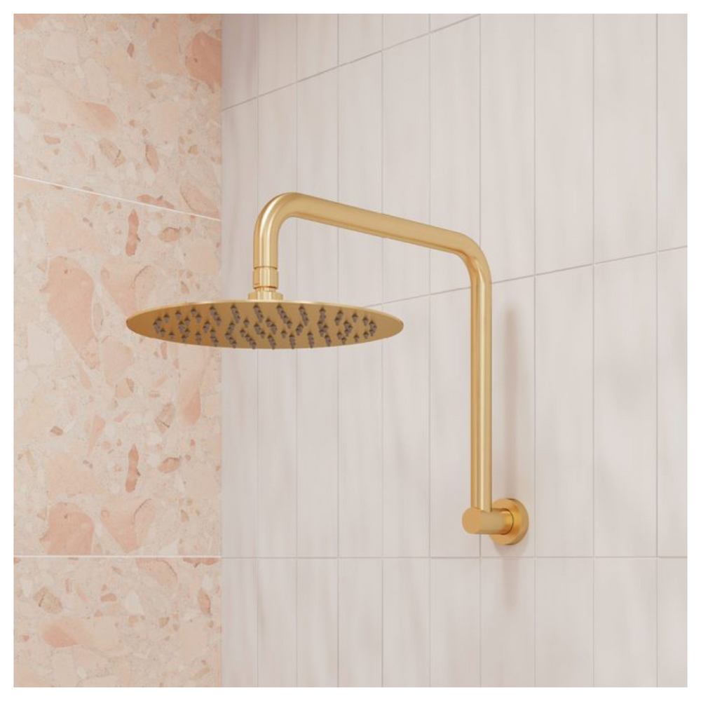 FIENZA ROUND FIXED GOOSENECK SHOWER ARM 322MM URBAN BRASS