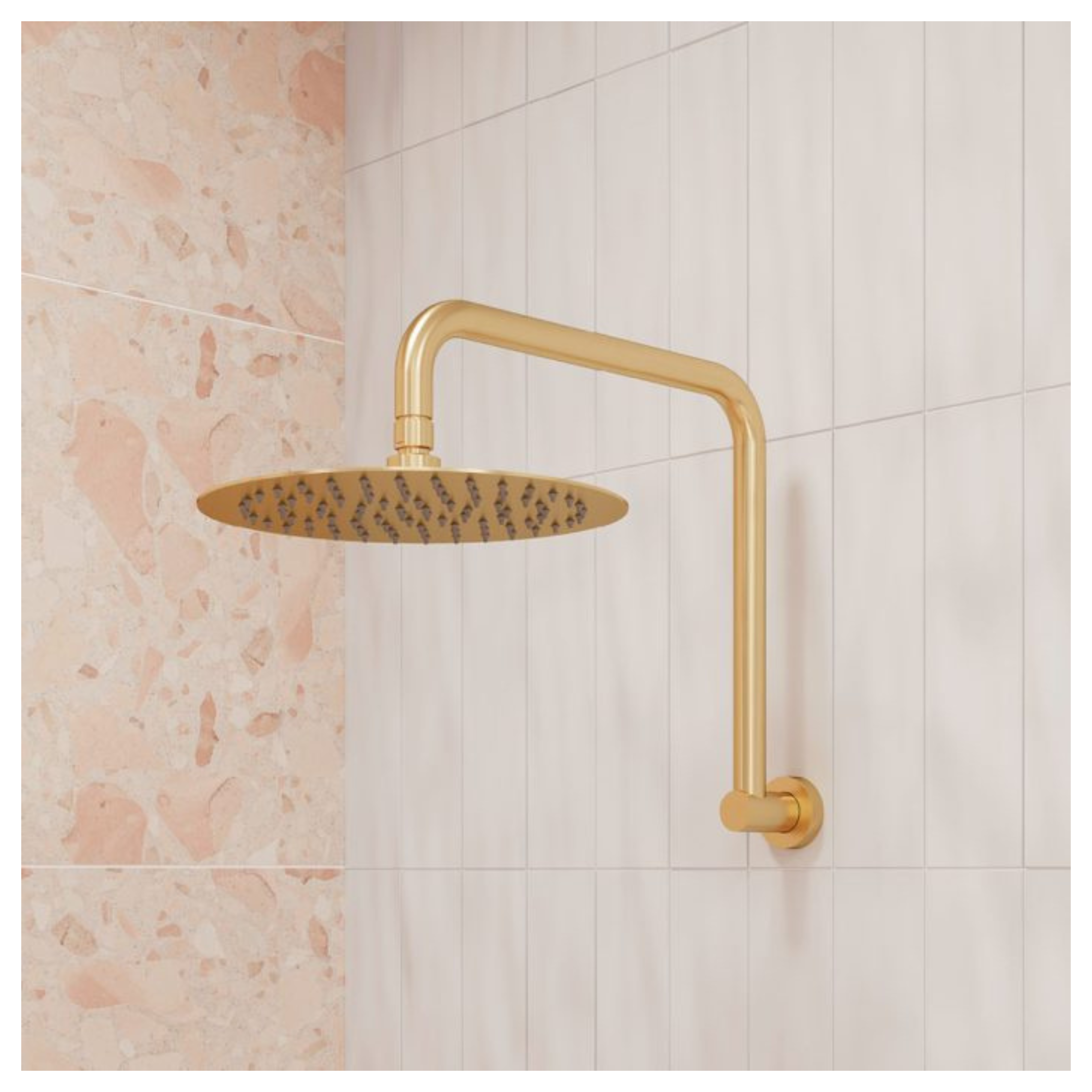 FIENZA ROUND FIXED GOOSENECK SHOWER ARM 322MM URBAN BRASS