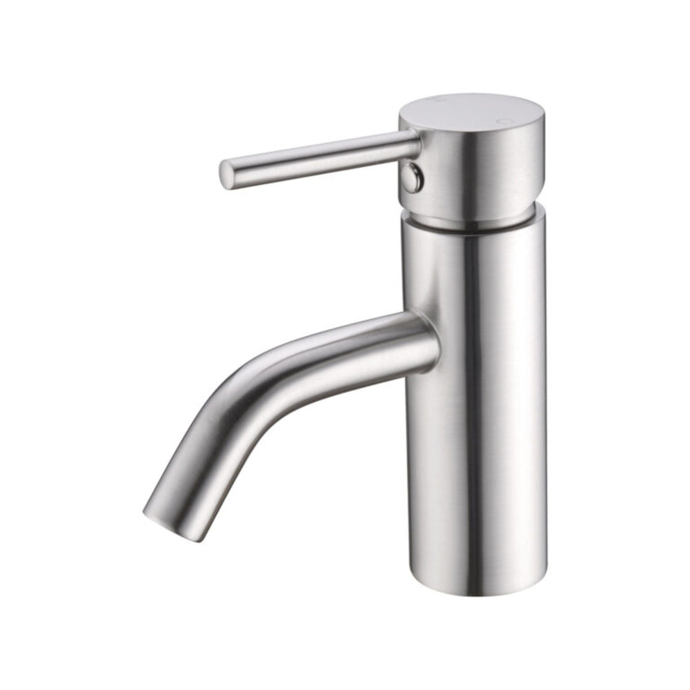 NERO DOLCE LEAD FREE BASIN MIXER STYLISH SPOUT 156MM BRUSHED NICKEL