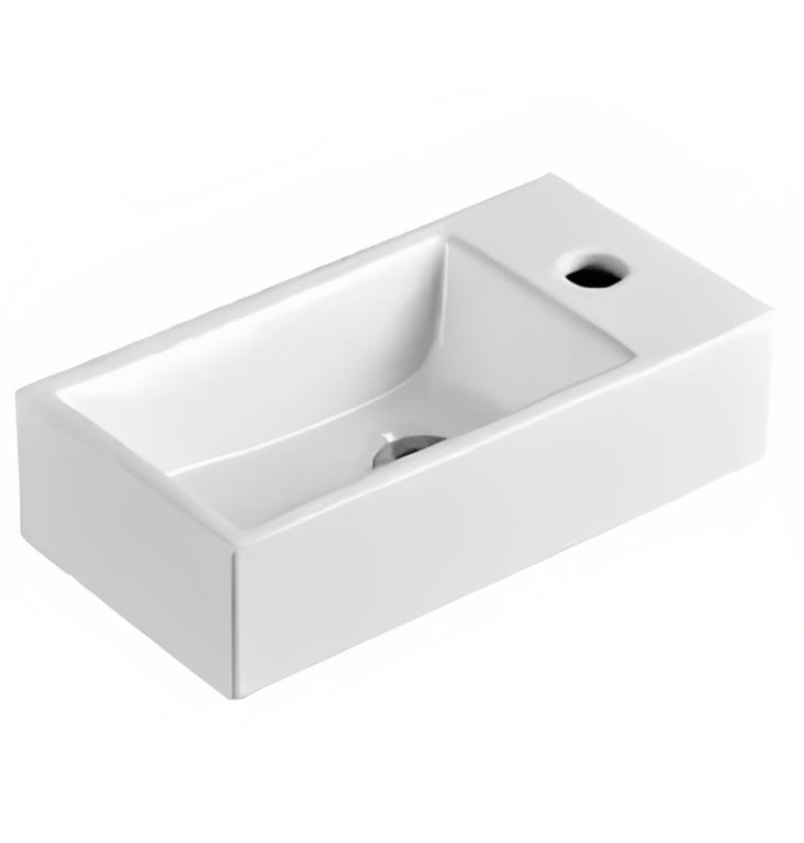 INSPIRE COMPACT WALL HUNG LEFT HAND BASIN GLOSS WHITE 405MM