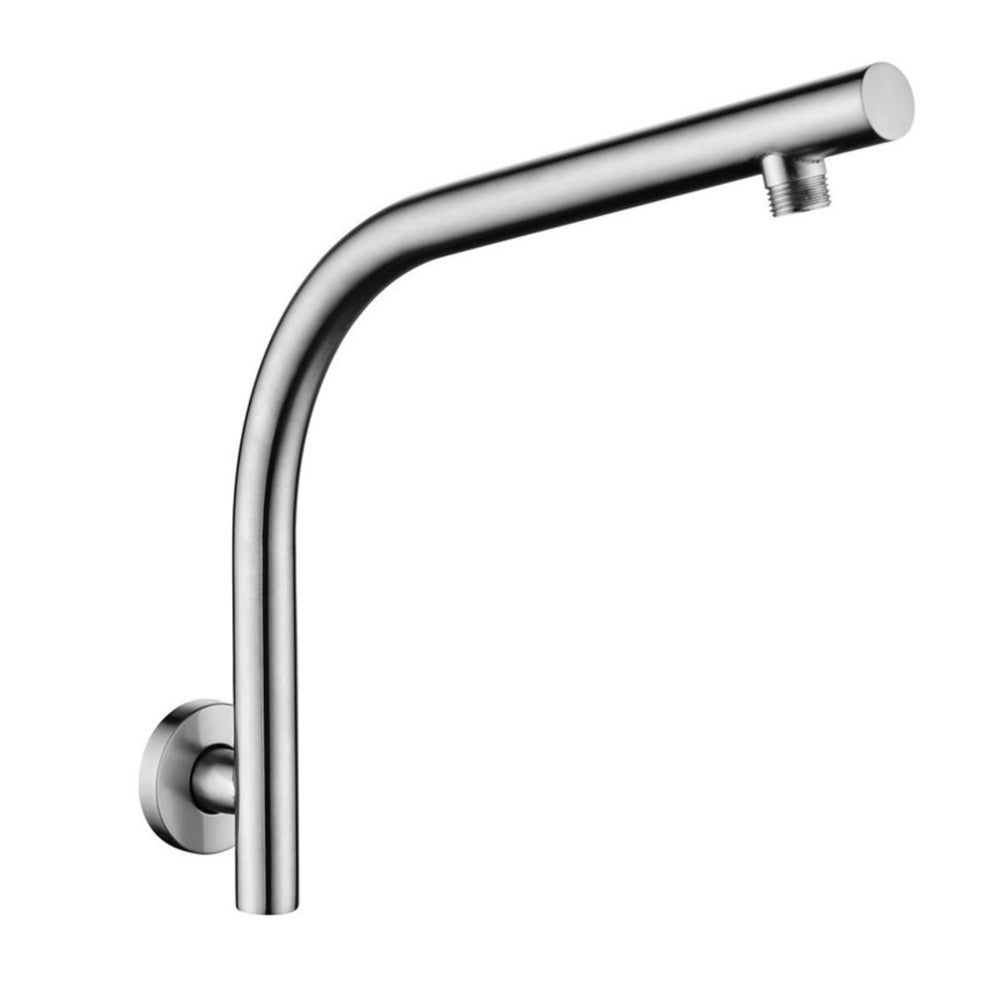 AQUAPERLA GOOSENECK ROUND WALL SHOWER ARM 350MM BRUSHED NICKEL