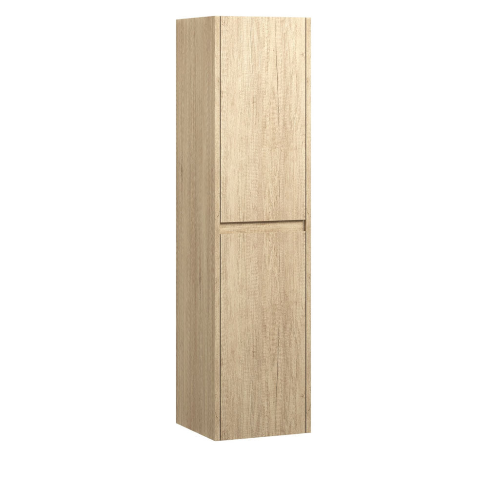 FIENZA EDGE WALL HUNG TALL BOY ON KICKBOARD SCANDI OAK 350X1520MM
