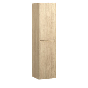 FIENZA EDGE WALL HUNG TALL BOY ON KICKBOARD SCANDI OAK 350X1520MM