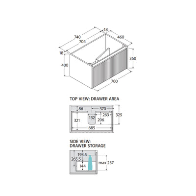 FIENZA MINKA SATIN WHITE 750MM SINGLE BOWL WALL HUNG VANITY