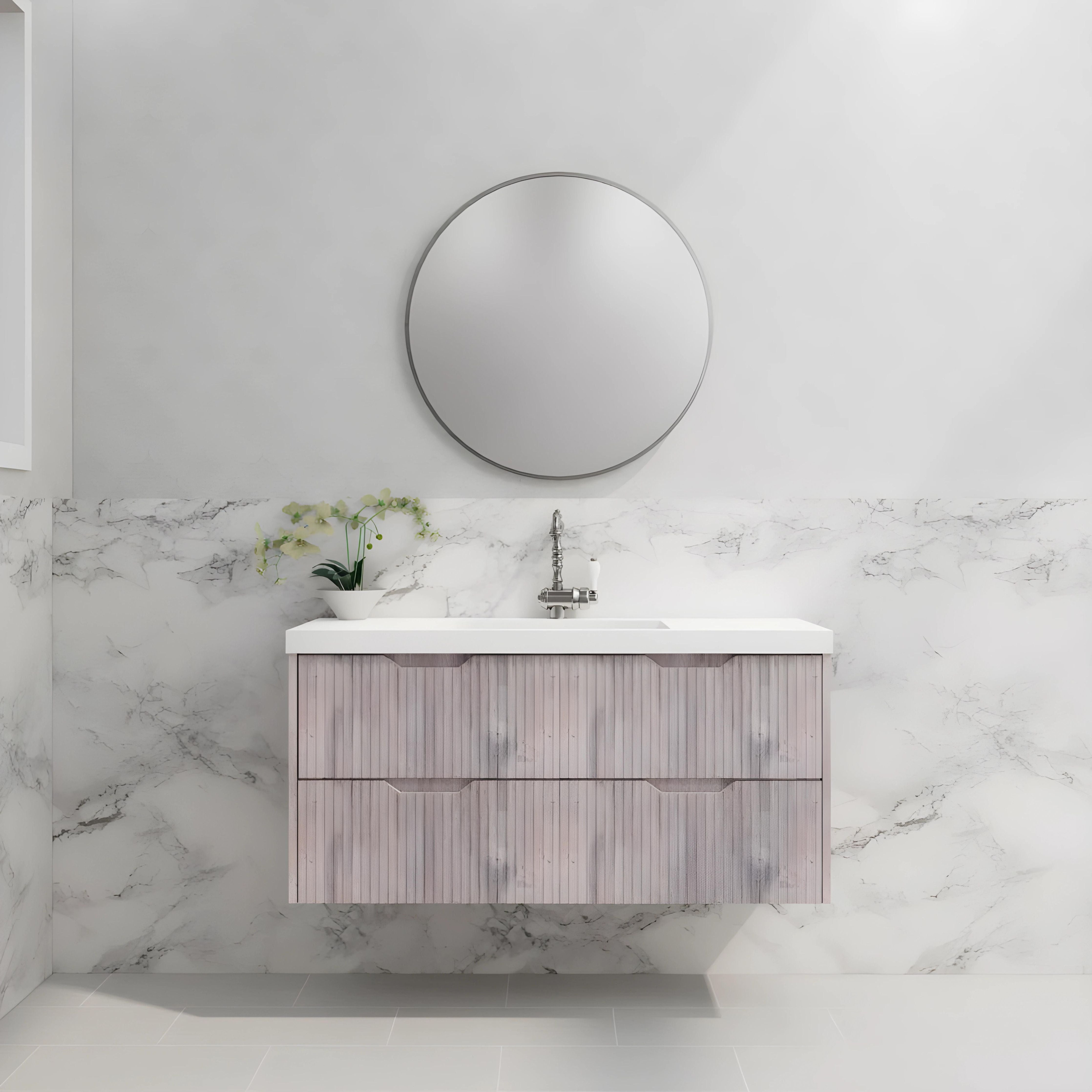 RIVA BALI WHITE OAK 1200MM SINGLE BOWL WALL HUNG VANITY