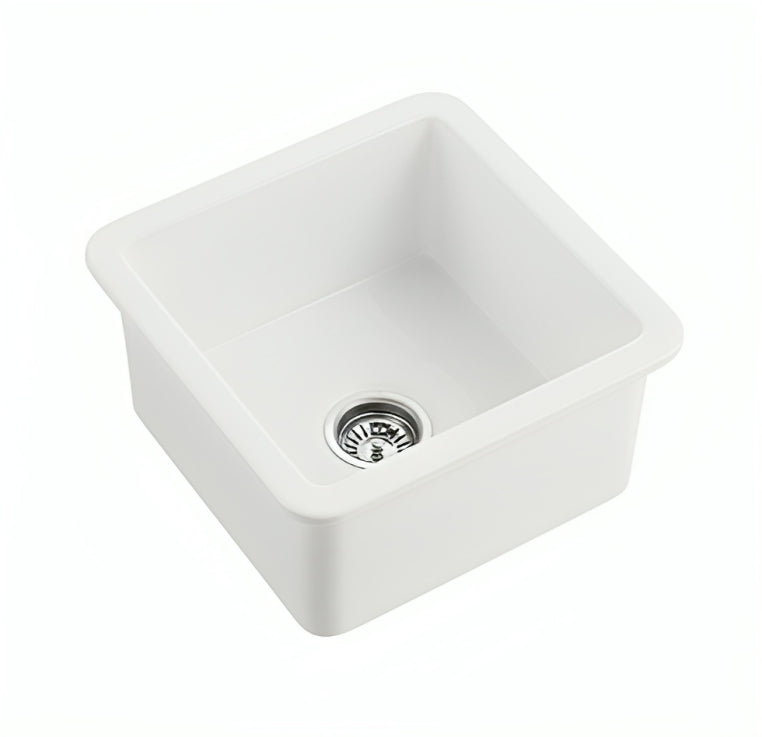 CETO CAMDEN SINGLE BOWL FIRECLAY KITCHEN SINK GLOSS WHITE 457MM