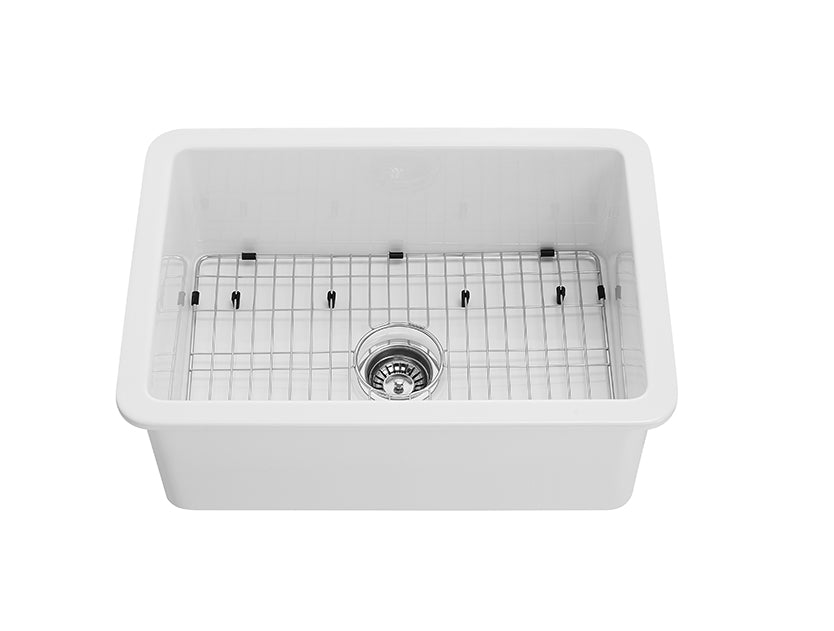 CETO CAMDEN SINGLE BOWL FIRECLAY KITCHEN SINK GLOSS WHITE 677MM