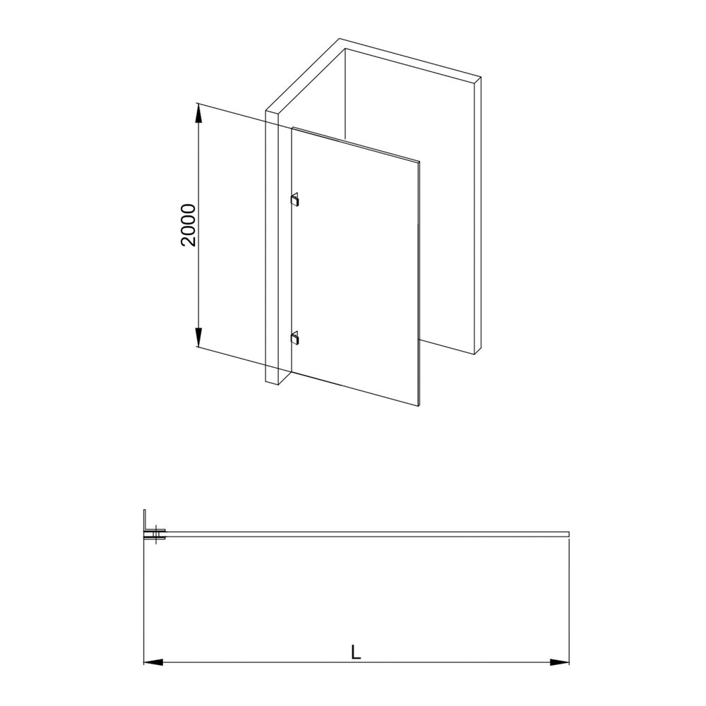 COVEY FRAMELESS WALK IN SINGLE PANEL NARROW LINE FLUTED GLASS SHOWER SCREEN BRUSHED GOLD