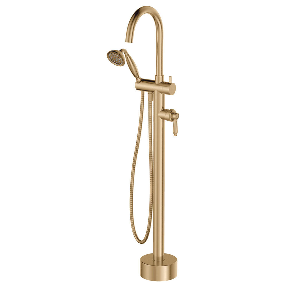 FIENZA ELEANOR FLOOR STANDING BATH MIXER WITH HAND SHOWER URBAN BRASS