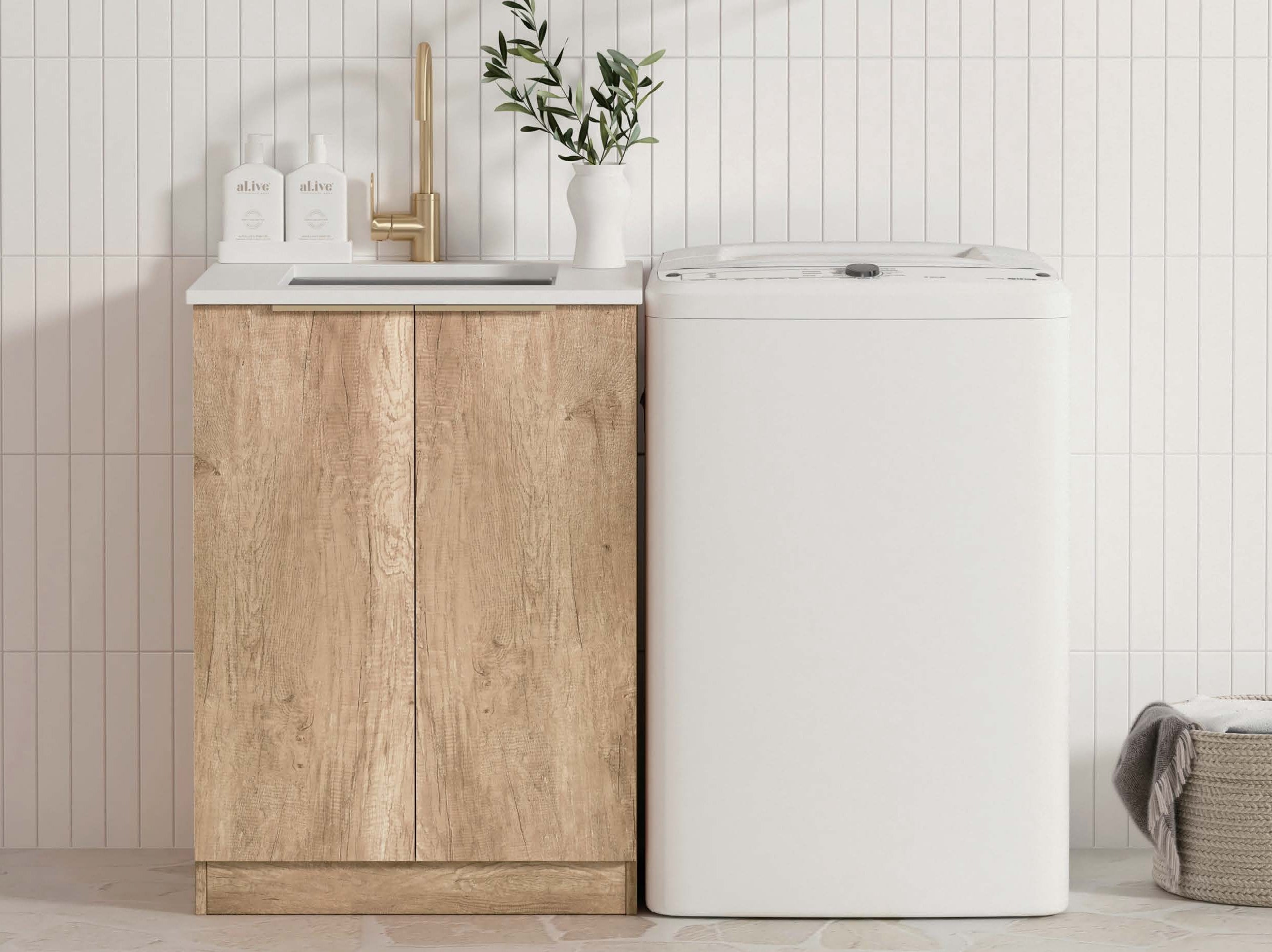 OTTI BYRON NATURAL OAK 650MM BASE LAUNDRY CABINET | Austpek Bathrooms