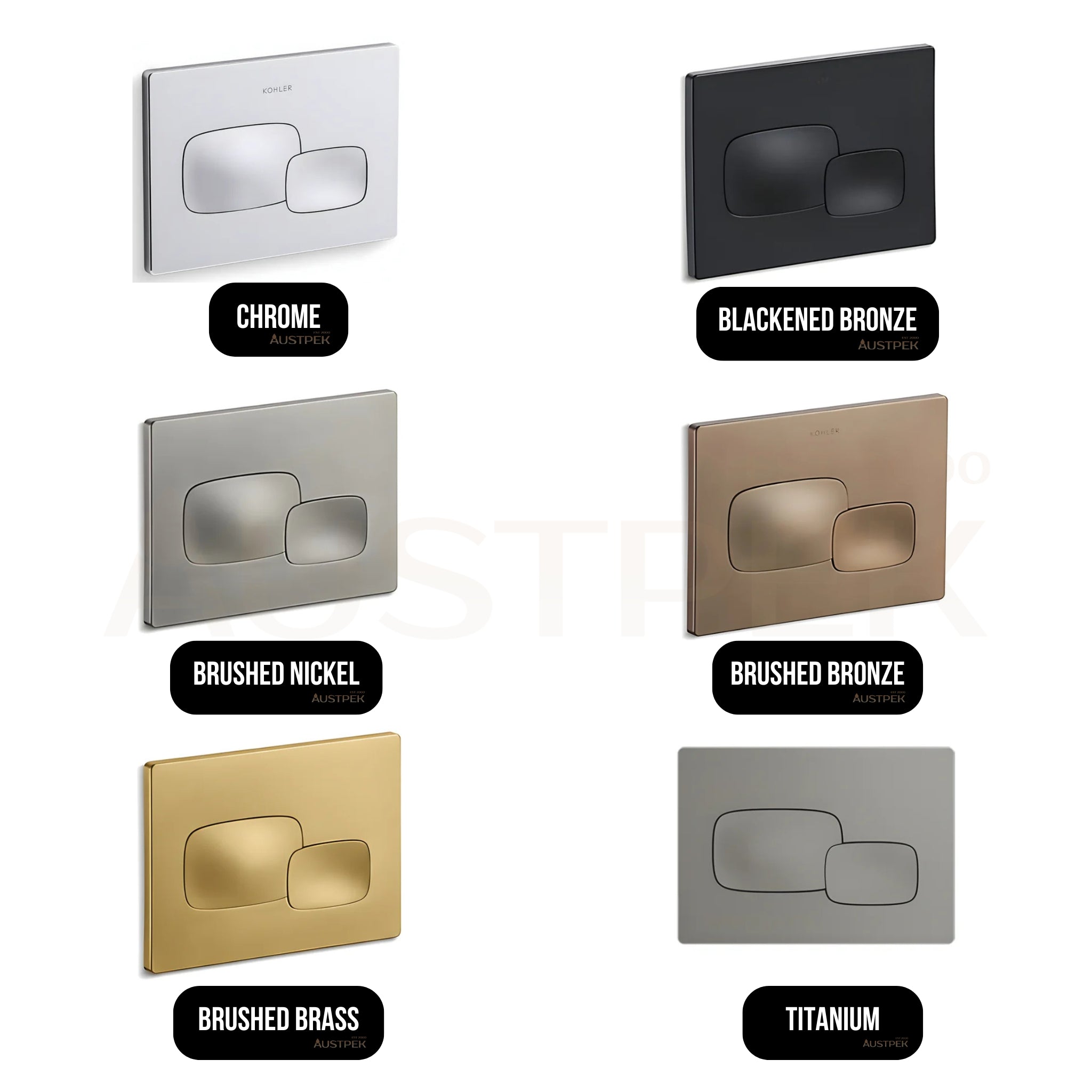 KOHLER PEBBLE PNEUMATIC FLUSH PLATE 225MM BRUSHED BRONZE