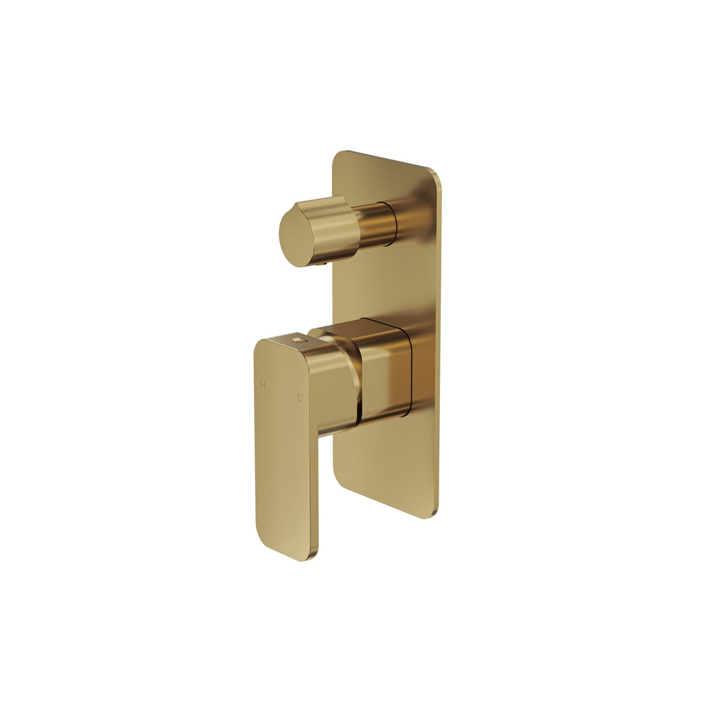 LINSOL ZIA WALL MIXER WITH DIVERTER 177MM BRUSHED BRASS