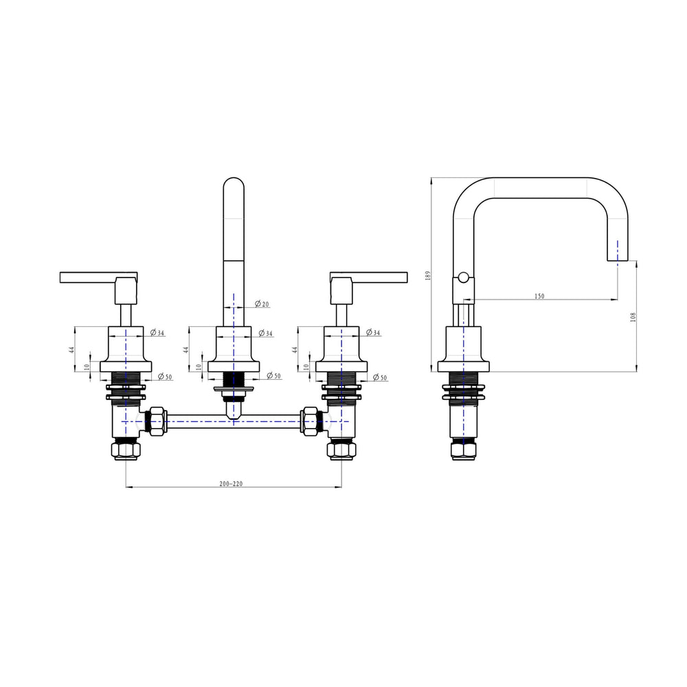 LINSOL TRE LEVER HANDLE BASIN SET BRUSHED NICKEL