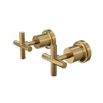 LINSOL TRE CROSS HANDLE WALL TOP ASSEMBLIES BRUSHED BRASS