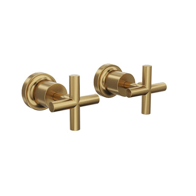 LINSOL TRE CROSS HANDLE WALL TOP ASSEMBLIES BRUSHED BRASS