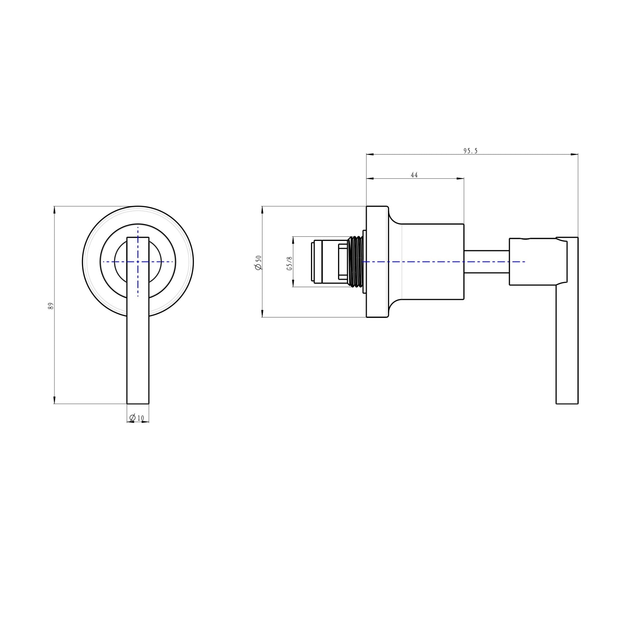 LINSOL TRE LEVER HANDLE WALL TOP ASSEMBLIES MATTE BLACK