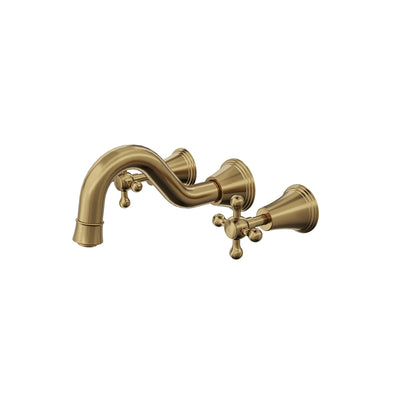 LINSOL VINTAGE CROSS HANDLE BATH SET BRUSHED BRASS