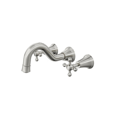 LINSOL VINTAGE CROSS HANDLE BATH SET BRUSHED NICKEL