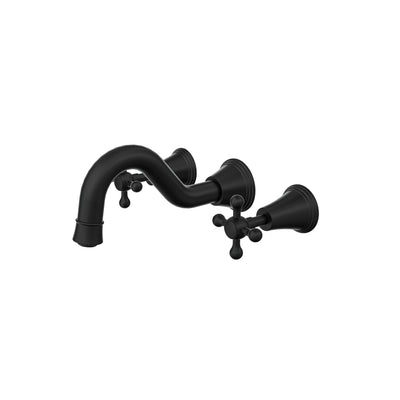 LINSOL VINTAGE CROSS HANDLE BATH SET MATTE BLACK