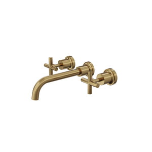 LINSOL TRE CROSS HANDLE BATH SET BRUSHED BRASS