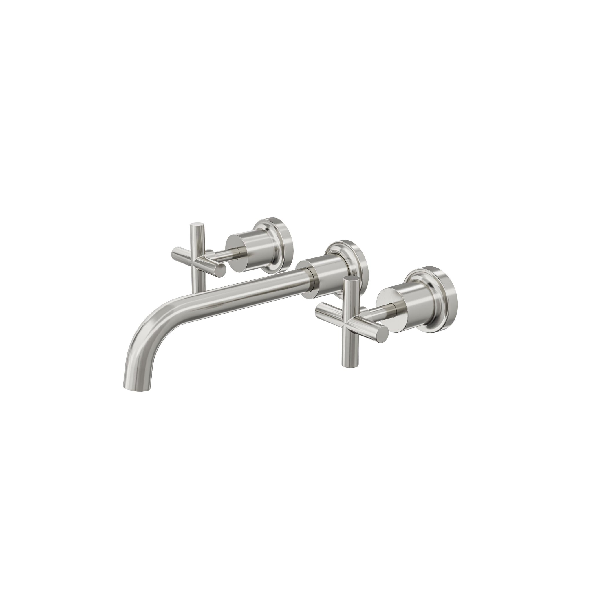 LINSOL TRE CROSS HANDLE BATH SET BRUSHED NICKEL