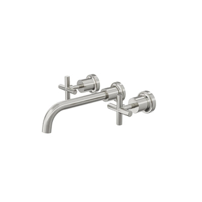 LINSOL TRE CROSS HANDLE BATH SET BRUSHED NICKEL