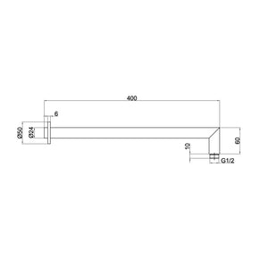 LINSOL CORSICA ROUND WALL ARM 400MM BRUSHED NICKEL