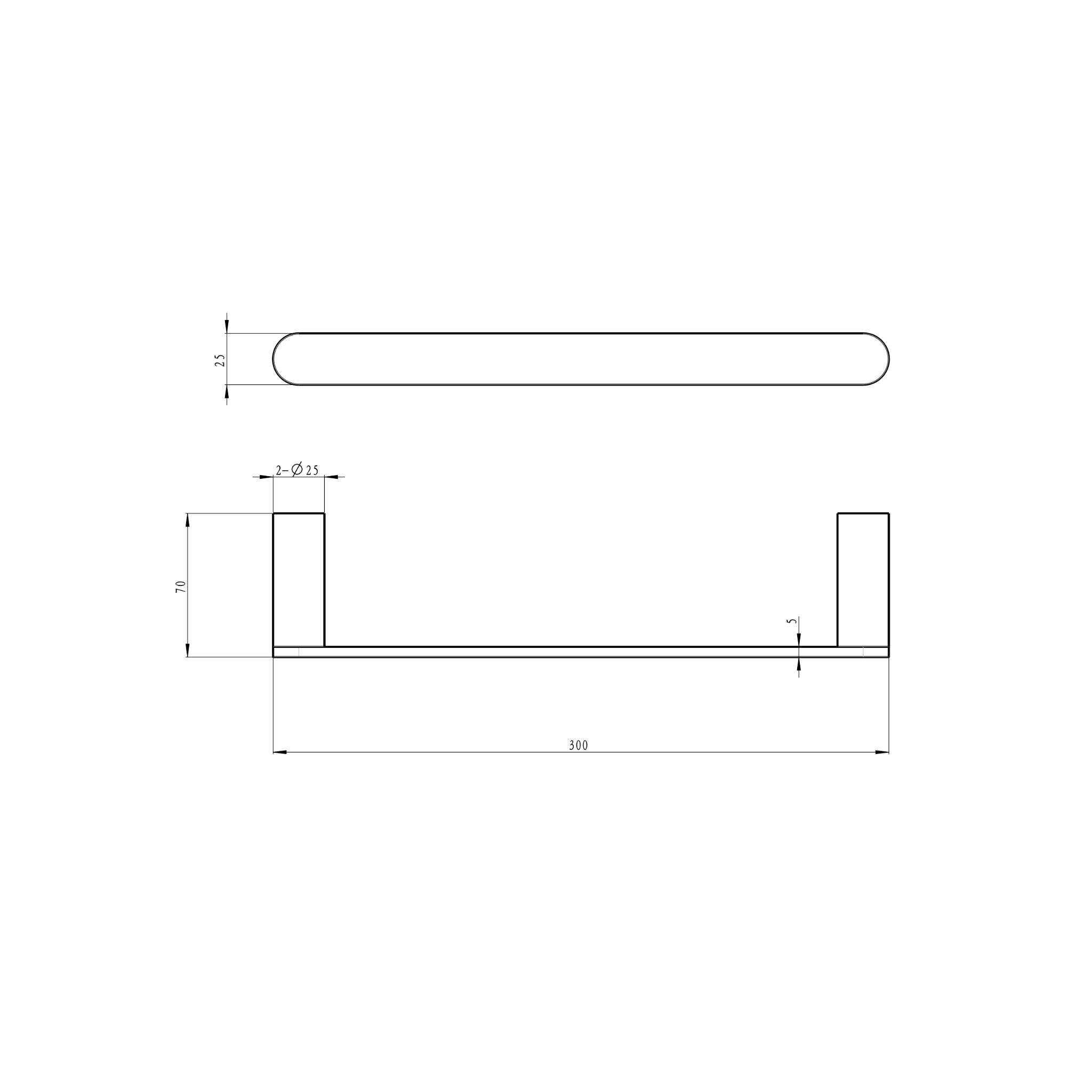 LINSOL CIRCLE HAND TOWEL RAIL 300MM MATTE BLACK