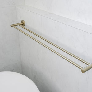 LINSOL LUX S2 NON HEATED DOUBLE TOWEL RAIL 800MM BRUSHED BRASS