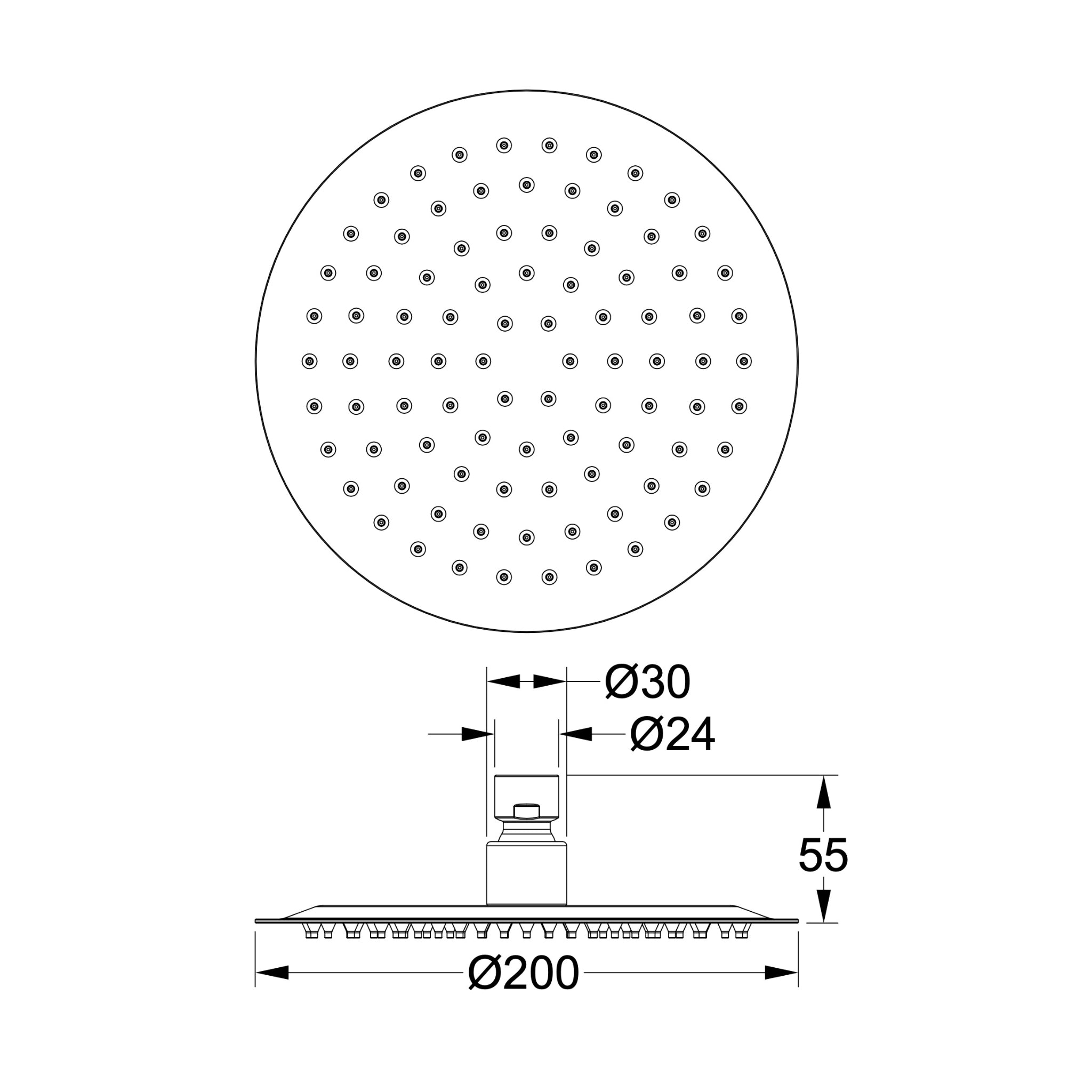 LINSOL SOUL ECO LEAD FREE ROUND SHOWER HEAD 200MM MATTE BLACK
