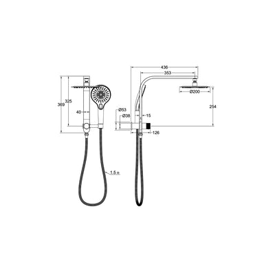 LINSOL OCEANJET TWIN SHOWER SYSTEM BRUSHED NICKEL