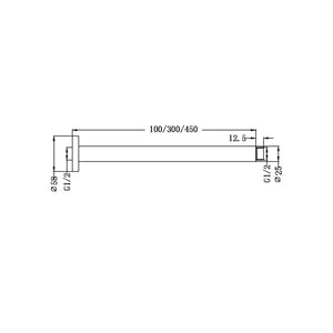 NERO ROUND CEILING SHOWER ARM MATTE BLACK (AVAILABLE IN 100MM, 300MM AND 450MM)