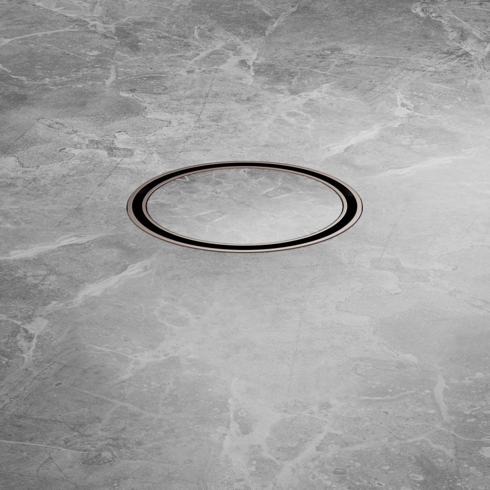 NERO TILE INSERT FLOOR WASTE ROUND BRUSHED BRONZE 100MM