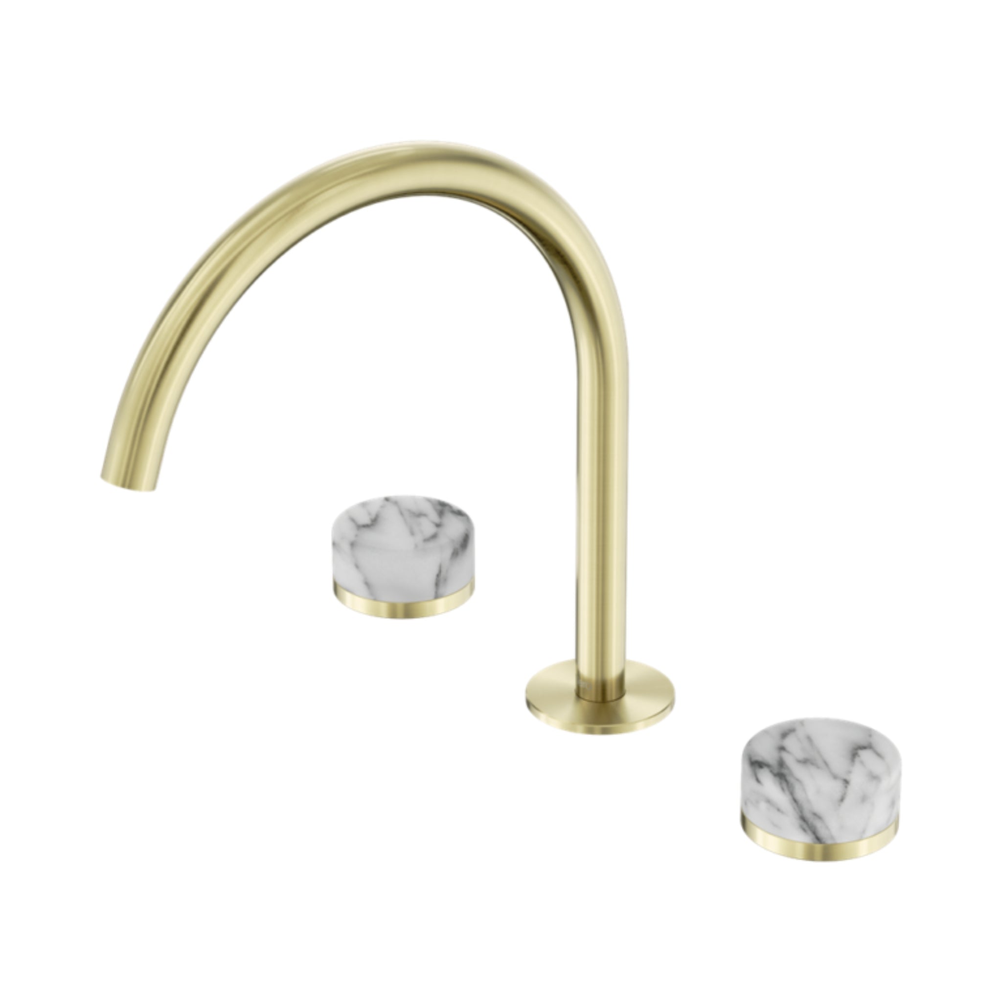 NERO SERENITY BATH/KITCHEN SET ARC SPOUT WITH ARABESCATO CORCHIA HANDLE 260MM BRUSHED GOLD
