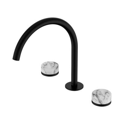 NERO SERENITY BATH/KITCHEN SET ARC SPOUT WITH ARABESCATO CORCHIA HANDLE 260MM MATTE BLACK