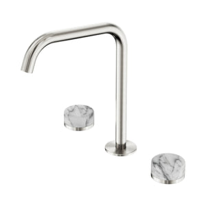 NERO SERENITY BATH/KITCHEN SET EDGE SPOUT WITH ARABESCATO CORCHIA HANDLE 270MM BRUSHED NICKEL