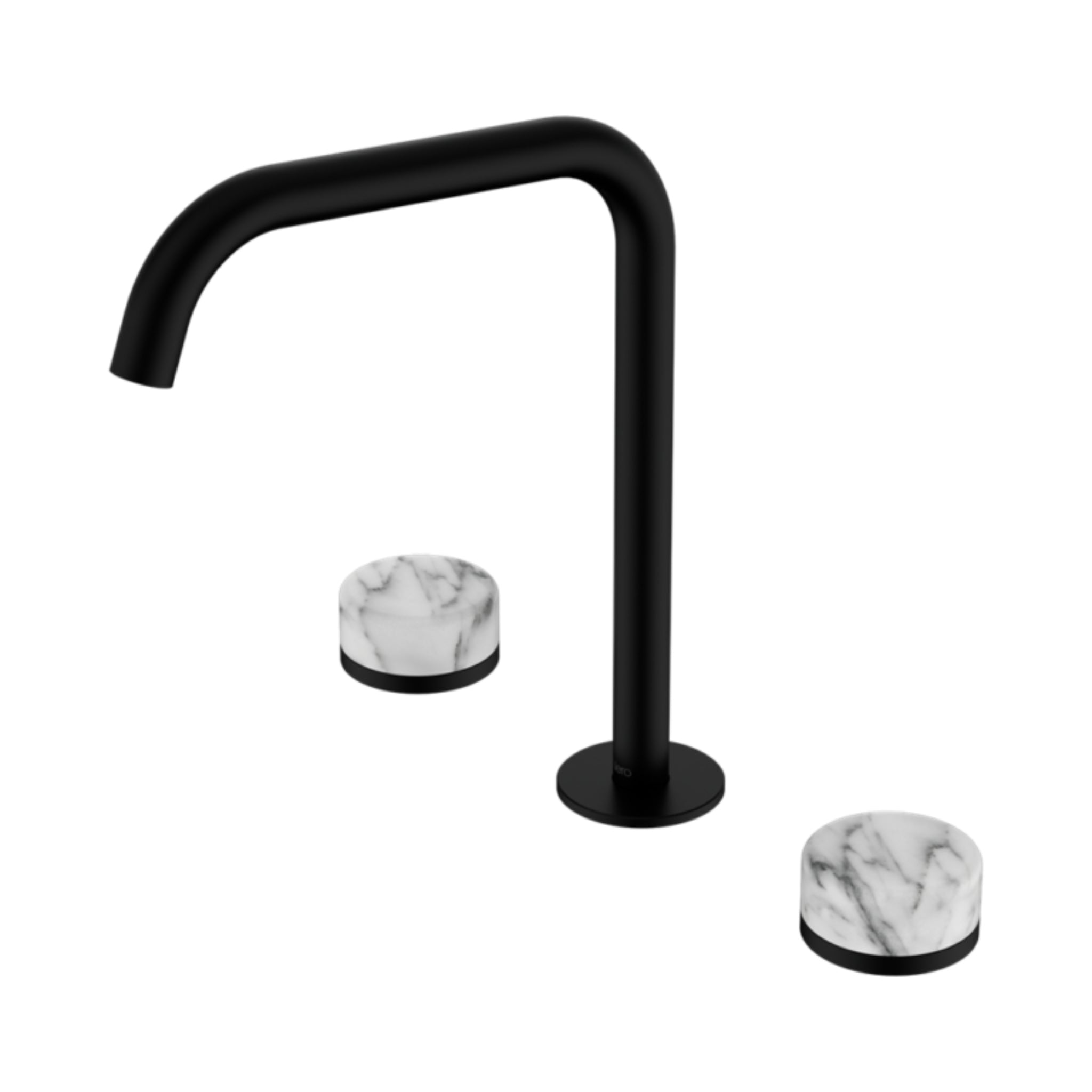 NERO SERENITY BATH/KITCHEN SET EDGE SPOUT WITH ARABESCATO CORCHIA HANDLE 270MM MATTE BLACK